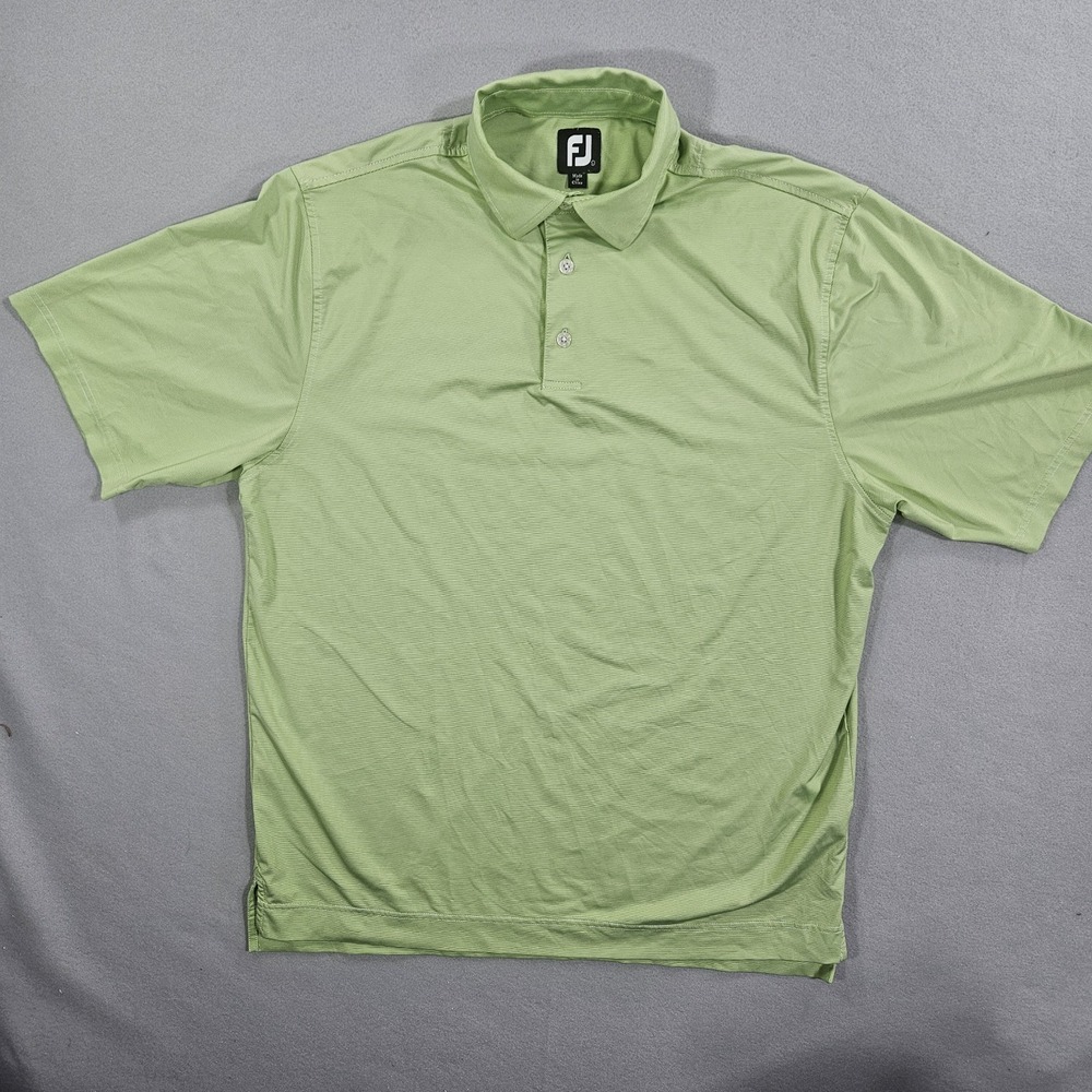 FootJoy FJ Mens Large Green Micro Stripe Golf Polo Stretch Performance Preppy